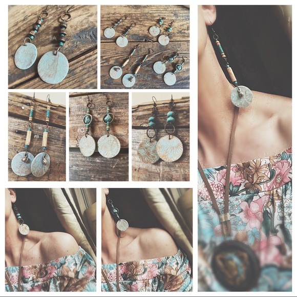 Henna Printed Dangles  A B C  / D is sold - Picture 7 of 17